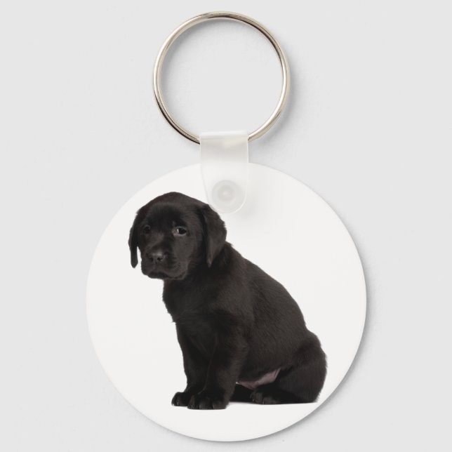 Porte-clés Chiot noir Labrador (Recto)