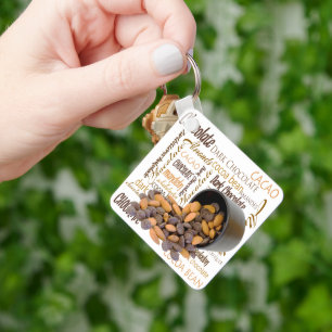 Porte-clés Chocolat Bits Noix Typographie Mot Cloud
