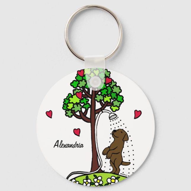 Porte-clés Chocolat d'eau d'été personnalisé Labrador (Recto)