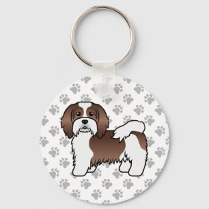 Porte-clés Chocolat Et Blanc Havanais Chien De Dessin Animé M