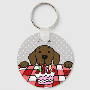 Porte-clés Chocolat Labrador vous observant Anniversaire