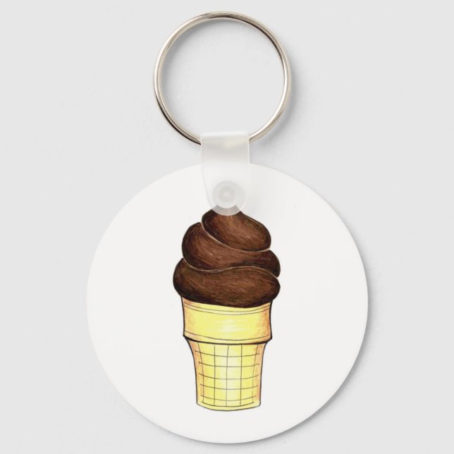 Porte-clés Chocolat Soft Servir Swirl Ice Cream Cone Foin (Recto)