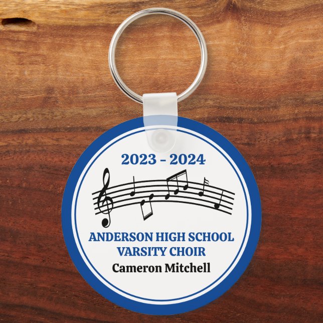Porte-clés Chorale du lycée bleu personnalisée (Recto)