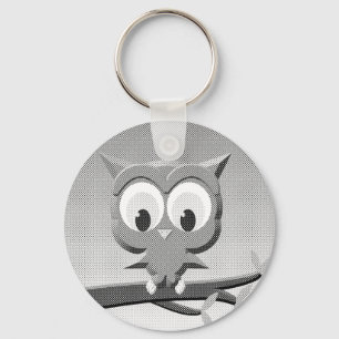 Porte-clés Chouette À Papier En Noir Et Blanc