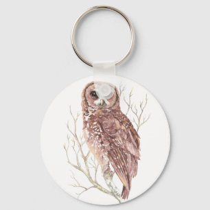 Porte-clés Chouette aquarelle, Oiseau, Nature, Faune