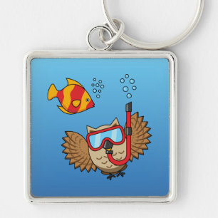 Porte-clés Chouette avec masque tuba et poisson tropical