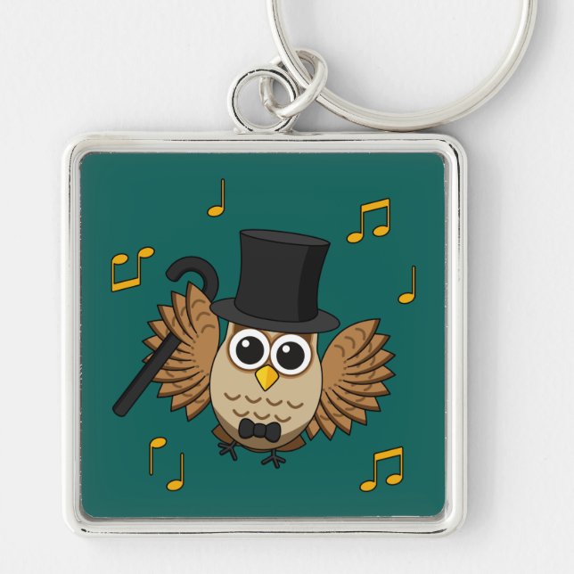 Porte-clés Chouette dansante mignonne avec notes musicales De (Devant)