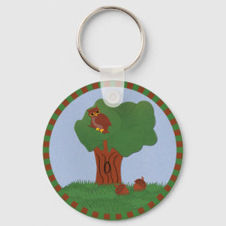 Porte-clés Chouette et chêne Art du dessin animé
