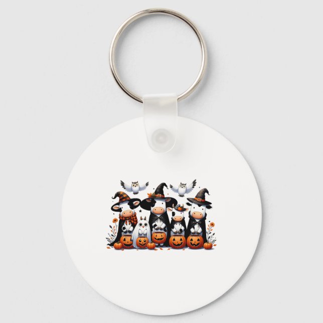 Porte-clés Chouette fantôme Vaches Halloween Animaux Vache Lo (Recto)