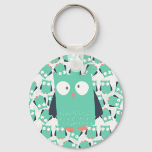 Porte-clés Chouette lunaire turquoise