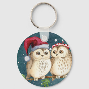 Porte-clés Chouette Père Noël mignonne avec casquette