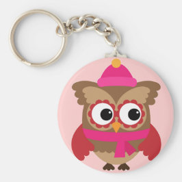 Porte-clés Chouette rose avec Porte - clé du bouton Écart ros