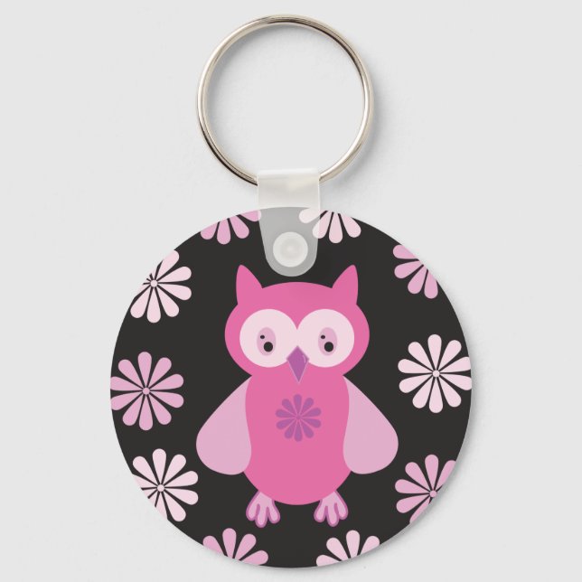 Porte-clés chouette rose mignonne (Recto)