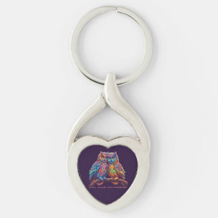Porte-clés Chouettes-Inséparables colorés - Cadeau de la Sain
