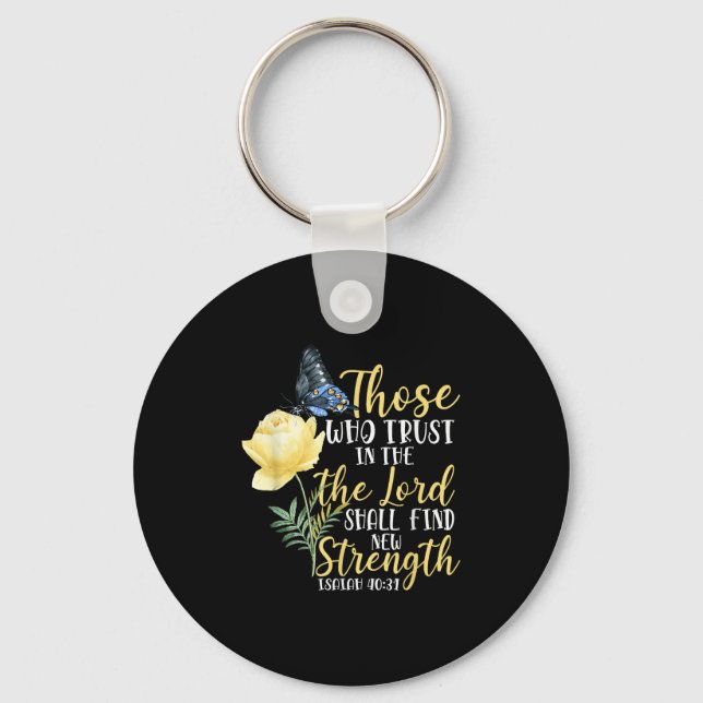 Porte-clés Christian Bible Verse Butterfly Rose Flower Isaiah (Recto)