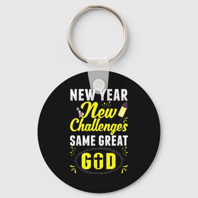 Porte-clés Christian Happy New Year New Challenges Same Great (Recto)