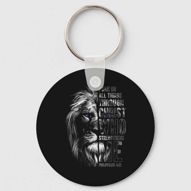 Porte-clés Christian I Can Do All Things Through Christ Lion  (Recto)