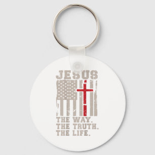 Porte-clés Christian Patriotique Jésus Chemin Vérité Vie Amér