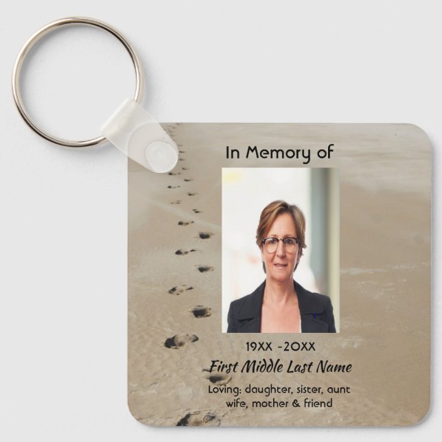 Porte-clés Christian Scripture Keepsake Footprints in Sand (Recto)