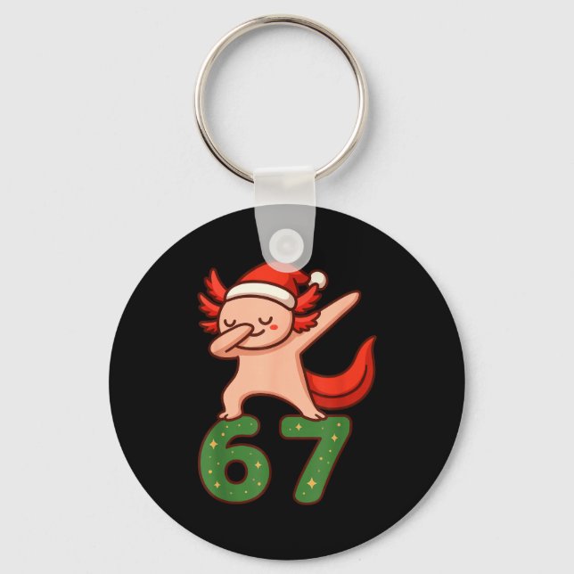 Porte-clés Christmas Axolotl Dabbing 67 Meme Six Seven Funny  (Recto)