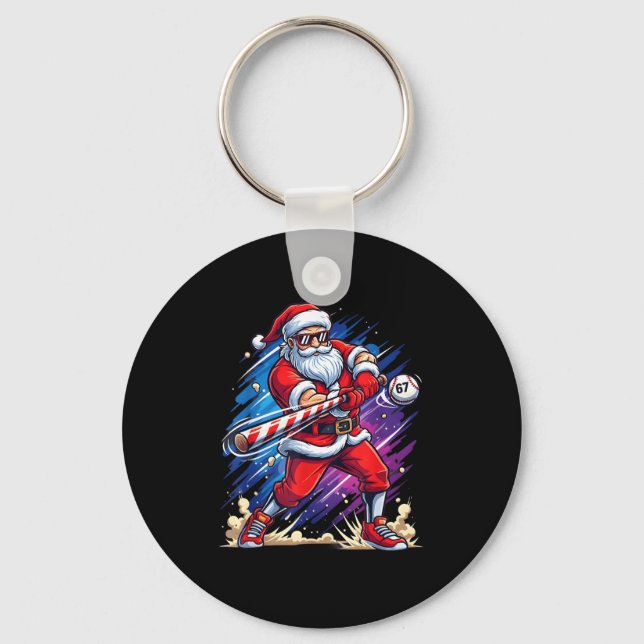 Porte-clés Christmas Baseball Funny Santa Game Day Xmas Boys  (Recto)