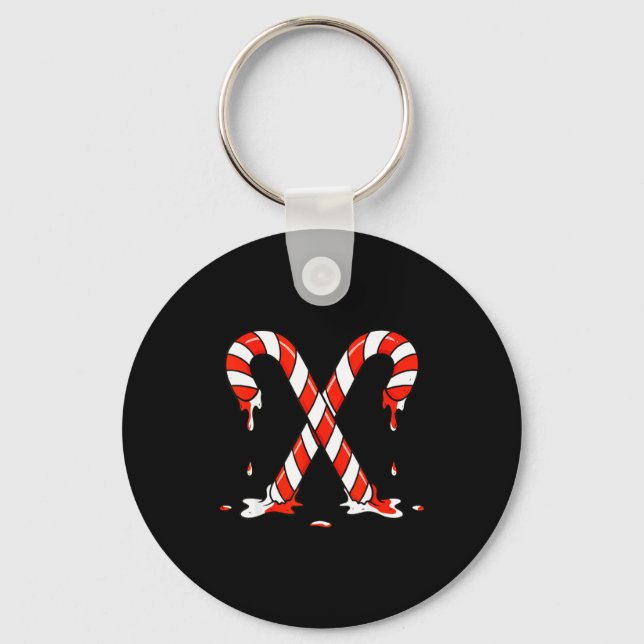 Porte-clés Christmas Candy Cane Drip Boys Girls Kids  (Recto)