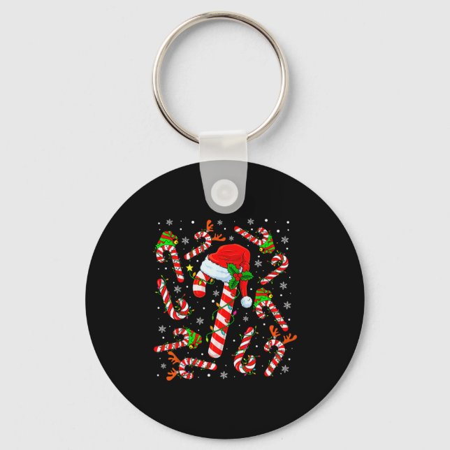 Porte-clés Christmas Candy Cane Santa Hat Reindeer Funny Xmas (Recto)