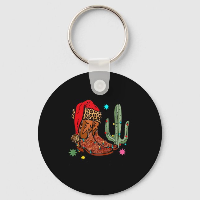 Porte-clés Christmas Cowgirl Boots,western Christmas Funny Gi (Recto)
