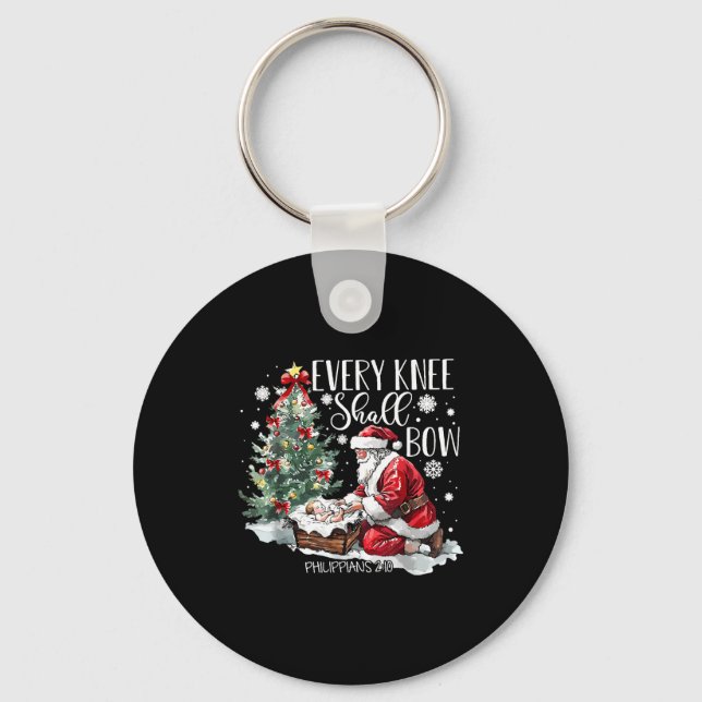 Porte-clés Christmas Every Knee Shall Bow Santa Nativity Scen (Recto)