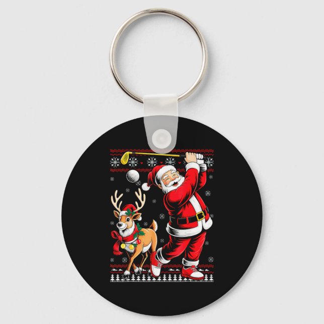 Porte-clés Christmas Golf Santa Golfer Christmas Pajama Reind (Recto)