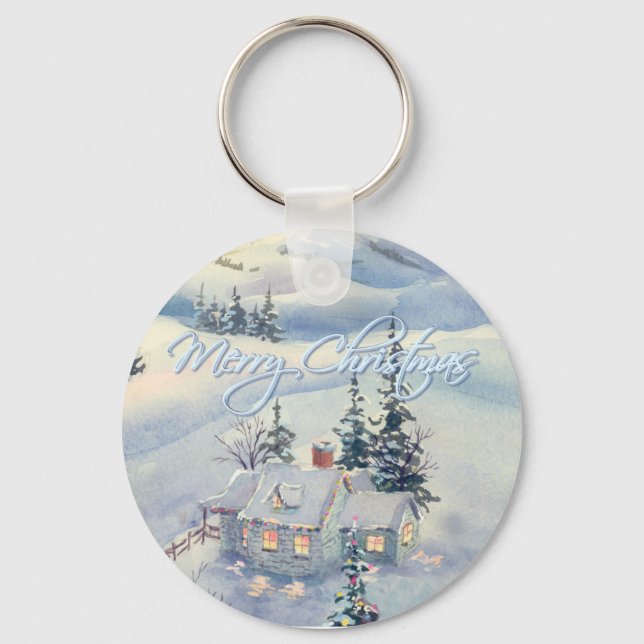 Porte-clés CHRISTMAS HIVER SCÈNE par SHARON SHARPE (Recto)