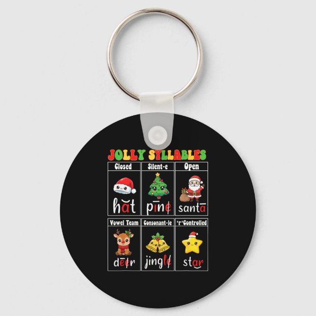 Porte-clés Christmas Jolly Syllables Teacher Students Funny S (Recto)