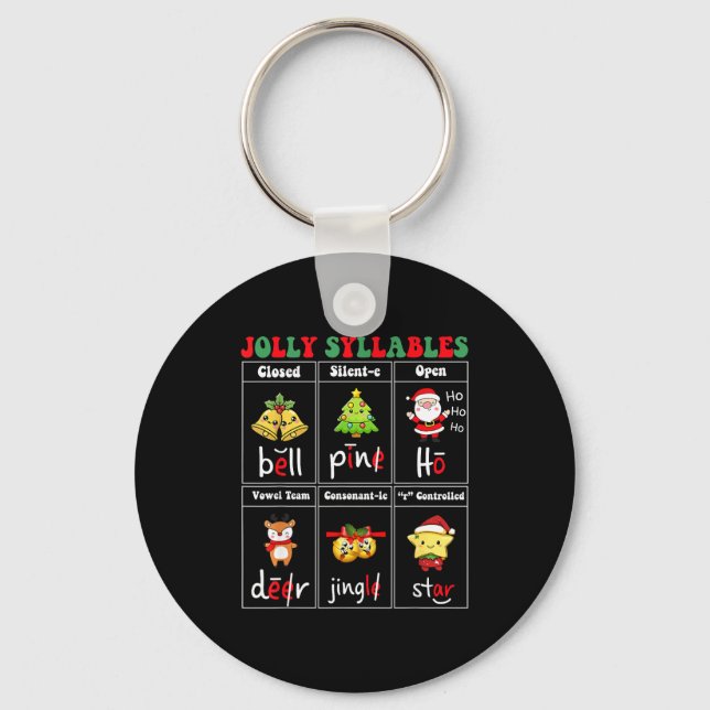 Porte-clés Christmas Jolly Syllables Teacher Students Funny S (Recto)