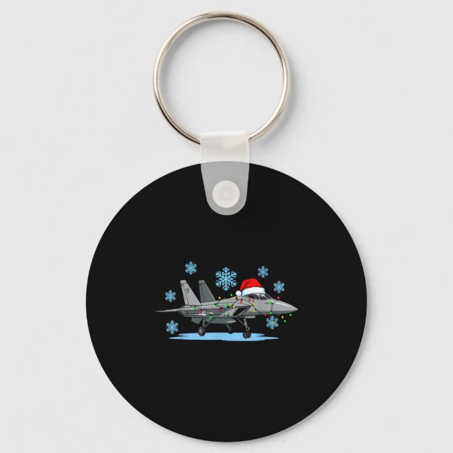 Porte-clés Christmas Lights Wrapped On Cute Kids Fighter Jet  (Recto)