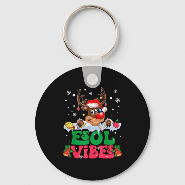 Porte-clés Christmas Reindeer Santa Esol Vibes Funny Teacher  (Recto)