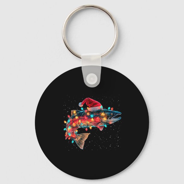Porte-clés Christmas Trout Fish Funny Fishing Santa Hat Light (Recto)
