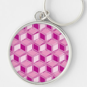 Porte-clés Chrome 3-d boîtes - fuchsia rose