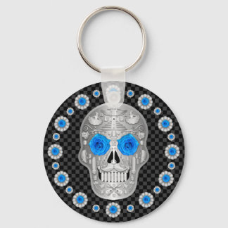 Porte-clés Chrome Calavera (Rose Bleue)