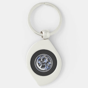 Porte-clés Chrome Dragon Crest noir Carbone Fibres Impression
