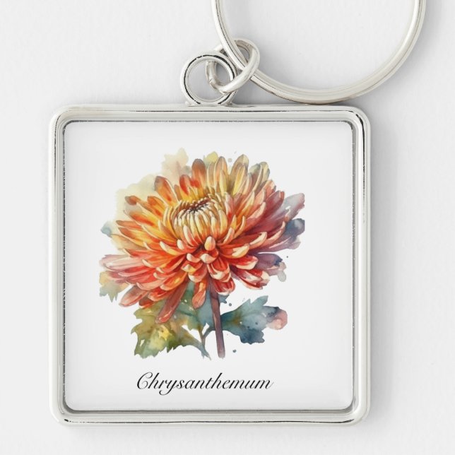 Porte-clés Chrysanthème de la récolte d'or, sur mesure (Devant)