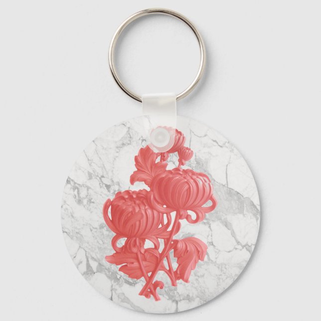 Porte-clés Chrysanthème rose (Recto)