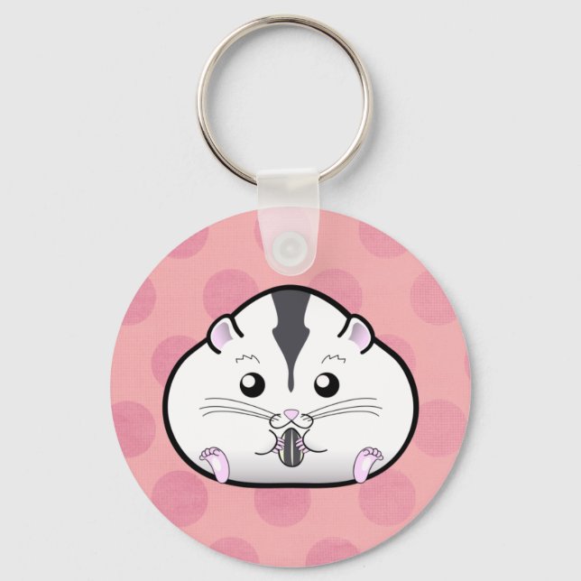 Porte-clés Chubby Semi Blanc Russe nain Hamster (Recto)