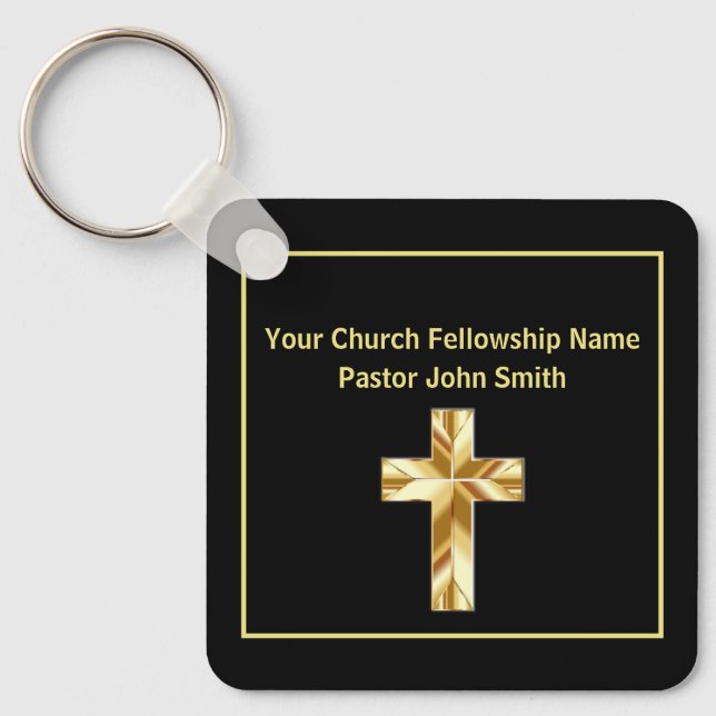 Porte-clés Church Pastor Classy Black Cross Business (Recto)