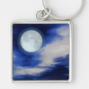 Porte-clés Ciel nocturne avec lune et nuages