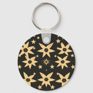Porte-clés Ciel nocturne céleste à motif étoile or noir