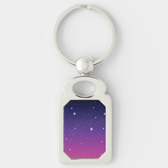 Porte-clés Ciel nocturne étoilé violet foncé (Devant)