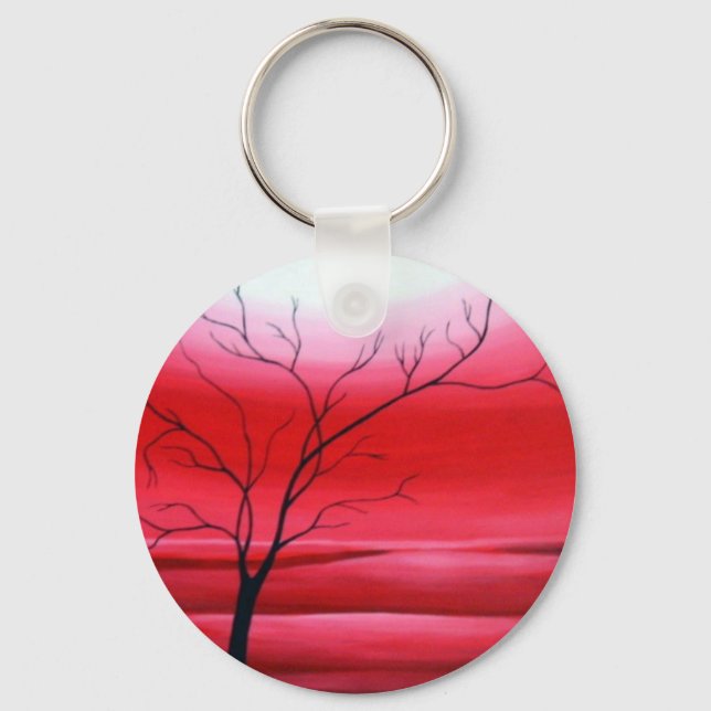 Porte-clés Ciel rouge arbre Abstrait (Recto)