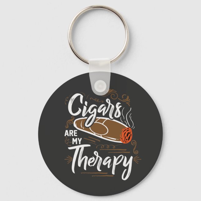 Porte-clés Cigares uniques sont ma citation de thérapie (Recto)