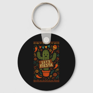 Porte-clés Cinq mai fête mexicaine cactus drôle let'sCinco