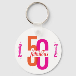 Porte-clés Cinquante et fabuleux 50e anniversaire Nom coloré